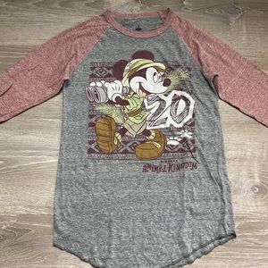 Disney Adult Shirt - Animal Kingdom 20th Anniversary Mickey Raglan SIZE SMALL